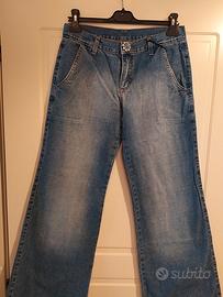 Blue jeans vintage donna palazzo vita bassa Klen
