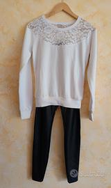 felpa leggera Terranova + leggings in ecopelle