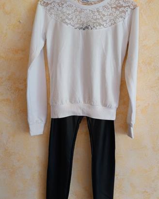 felpa leggera Terranova + leggings in ecopelle