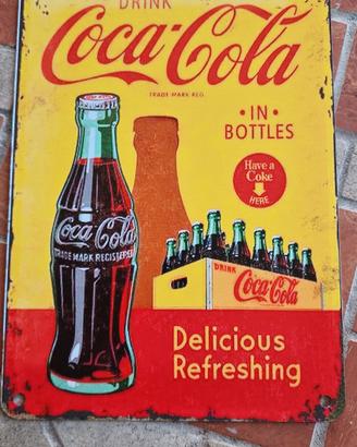 Targa decorativa in metallo Coca cola vintage 