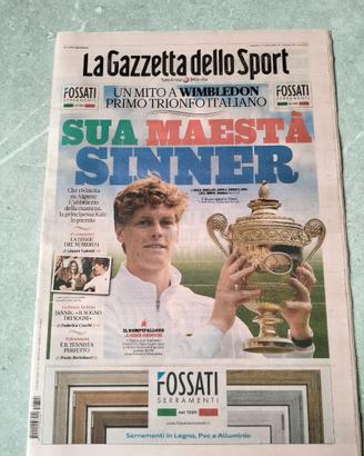 GAZZETTA SINNER VINCE A WIMBLEDON 2025