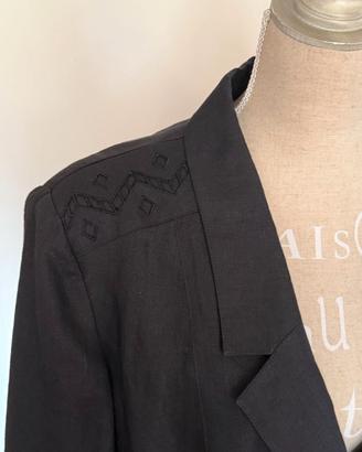 GIACCA Olmar LINO NERA finiture alta sartoria