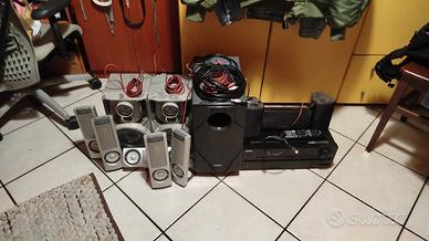 amplificatore Onkyo con casse Onkyo, Philips e lg 