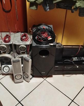 amplificatore Onkyo con casse Onkyo, Philips e lg 
