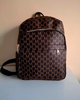 Zainetto donna marrone con stampa monogram "M"