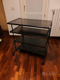 Carrello pc scrivania con ripiano estraibile