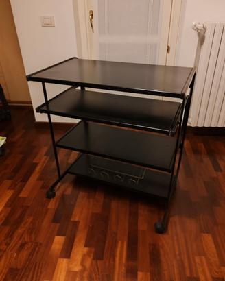 Carrello pc scrivania con ripiano estraibile