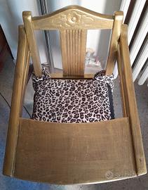 seggiolone vintage in legno dorato mis. 60x36h80