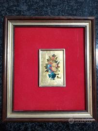 Quadro Floreale Dipinto a mano su foglia d'oro 23K