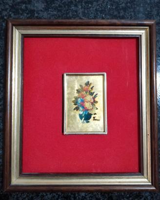 Quadro Floreale Dipinto a mano su foglia d'oro 23K