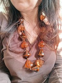 🔶 Maxi collana effetto Ambra – vintage e luminosa