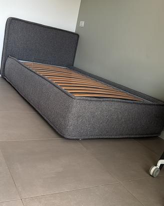 Letto singolo imbottito Happy con contentenitore