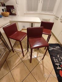 Set di 3 sgabelli da cucina color vinaccia
