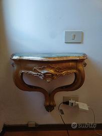 coppia consoline antiche in legno dorato