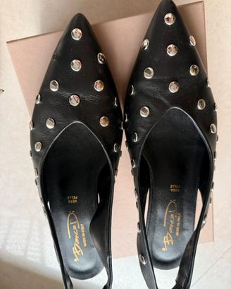 Slingback in pelle con borchie Bianca Di