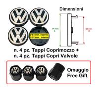 4 pz Tappi Coprimozzo 54 mm Volkswagen + omaggio