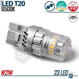 1 Lampadina LED T20 W21W CANbus Luce Bianca 6500K