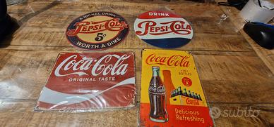 Lotto targhe in metall decorative Coca Cola  Pepsi