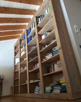 libreria in legno vecchio 4 vani con ripiani