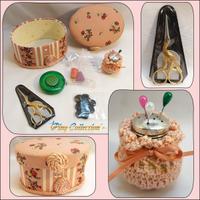 SET CUCITO RICAMO SCATOLA Forbici Puntaspilli