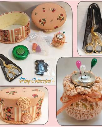 SET CUCITO RICAMO SCATOLA Forbici Puntaspilli