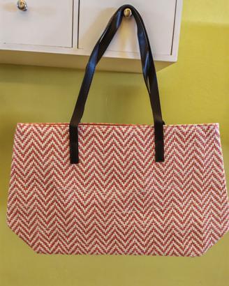 Set Borsa Tote Intrecciata + Pochette NUOVA 