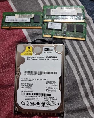 Hard Disk WD 250GB  + 3 ram ddr2 512mb 