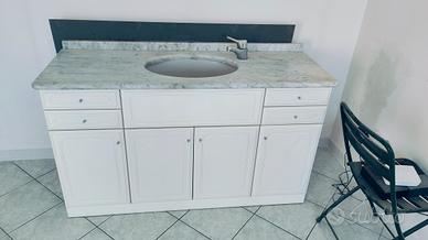 mobile bagno con lavabo in marmo + specchio