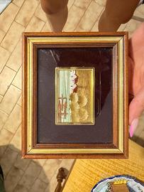 Miniquadro vintage paesaggio argento e oro 13x11