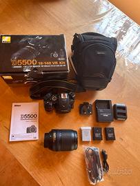 Nikon D5500 + Nikon 18-140mm VR + Case + 3 batteri