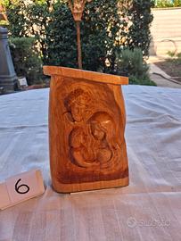 Sacra Famiglia in bassorilievo, legno di Ciliegio