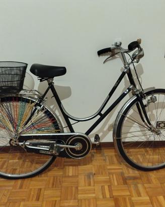 Bicicletta con cestino e gonnella pronta all'uso