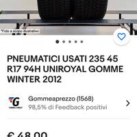 2 Pneumatici  usati invernali Uniroyal 235/45 R17