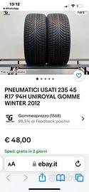 2 Pneumatici  usati invernali Uniroyal 235/45 R17