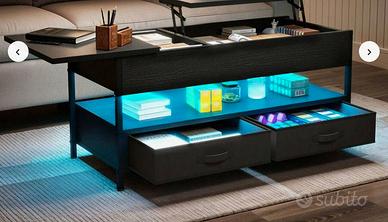 Tavolino estensibile con cassetti e LED RGB