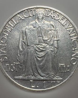 1 LIRA 1946 RRR PIO XII VATICANO 1000pz GIG. 191