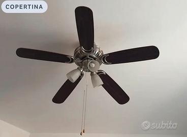 Ventilatore da soffitto con luce - 5 pale in legno