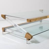 Romeo Rega tavolo da salotto ottone e plexi anni70