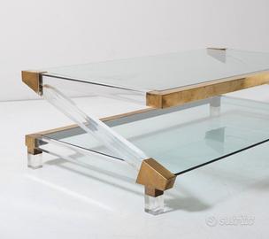 Romeo Rega tavolo da salotto ottone e plexi anni70
