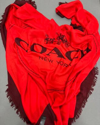 Stola Coach 100% lana rossa 130x130 cm