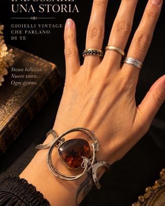 Vintage bracciale con ambra incastonata