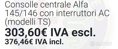 consol centrale comandi cruscotto alfa 145/146