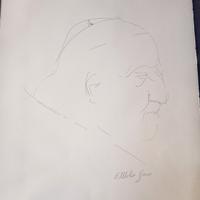 Emilio Greco ritratto originale firmato stilizzato