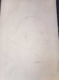 Emilio Greco ritratto originale firmato stilizzato