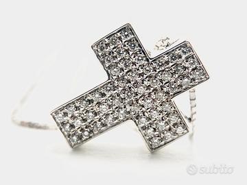 Collana croce diamanti oro bianco 18k