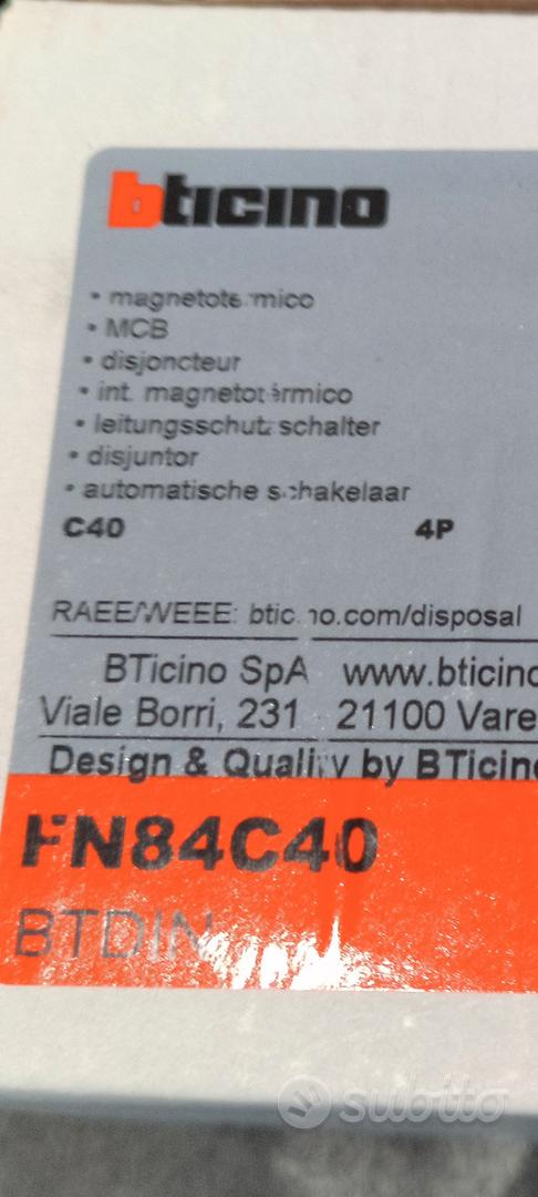 BTICINO Magnetotermico C40 4P+ blocco differenzial - Elettrodomestici ...