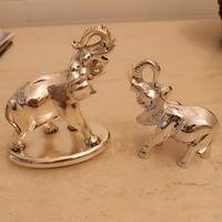 Coppia elefantini in laminato argento 