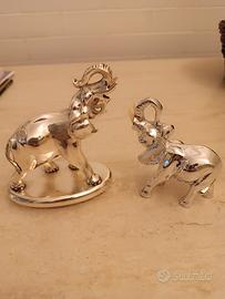 Coppia elefantini in laminato argento 