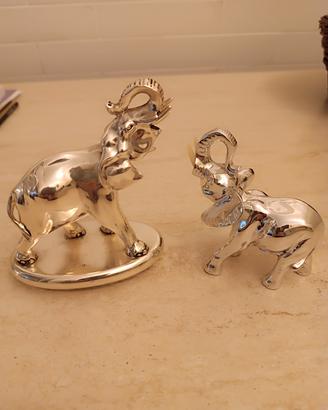 Coppia elefantini in laminato argento 