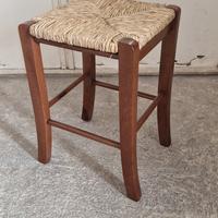 sgabello in legno noce seduta in paglia h 47